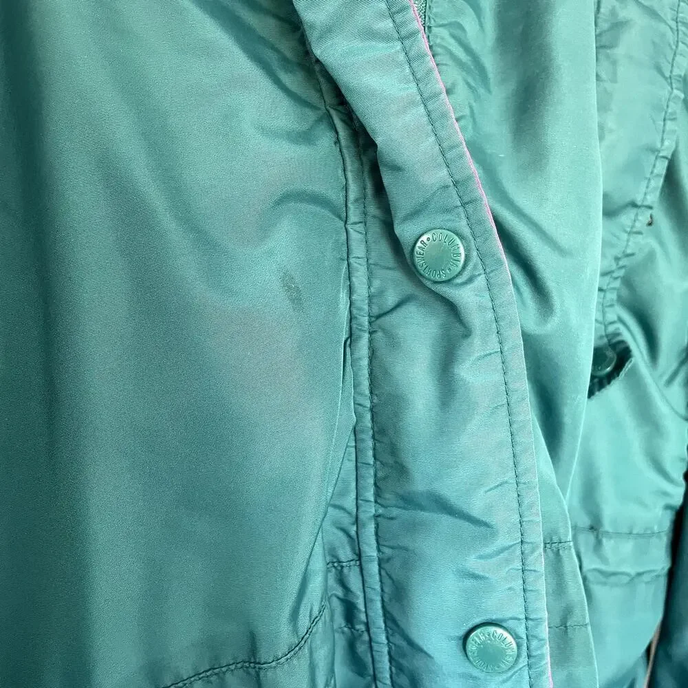Columbia Snowy Range Full Zip Jacket M Teal Women Vintage Colorblock Nylon‎